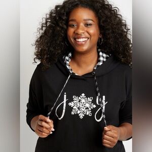 Maurices Black and White Plaid Joy Hoodie